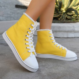 Women's High-Top Sneakers - 4 Colors (Black/White/Light Grey/Dark Brown) | Breathable Upper with Frayed Lace Edges | All-Season Round Toe Design | Cushioned PU Sole | Casual & Semi-Formal Wear | Hand Washable Everyday Shoes