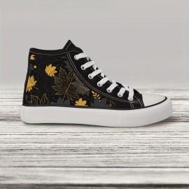 Y Maple Leaf 5-S002 Women's Black and White Casual Skate Shoes with Laces, Campus Style for All Seasons