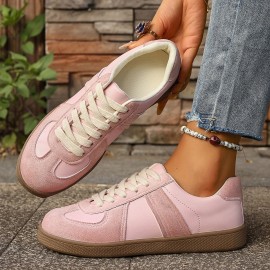 [Retro Low-Top Sneakers] Women's Retro Low-Top Sneakers - Brown & White Lace-Up Shoes, Breathable Fabric Upper & Cushioned Rubber Sole for Everyday, Office, Formal Events - All-Season Minimalist Sneakers for Women, Ladies Sneakers, Casual Footwear, Classic Laceup Design, Durable Traction Footwear, Office Footwear, Vintage Style, Comfortable Fit, Lifestyle, Women's Sneaker, Comfortable And Elegant Shoes For Women