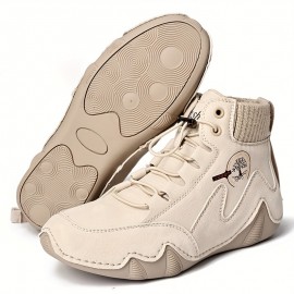 Trendy Soft Sole Non-slip Sneakers - Women's Solid Color Lace Up Flat Wear-resistant Shoes plus size