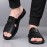 LL25222 Men's Stylish Black Slip-On Sandals - Super Fiber Synthetic, Round Toe, Rubber Sole, Summer Casual Comfort for Casual Attire