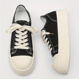 Women's Chunky Platform Derby Shoes - Round Toe Upper with Black & White Contrast Stitching, Thick Rubber Sole for All-Season Comfort, Versatile Casual & Formal Wear, Ladies Sneakers, Classic Laceup Style, Comfortable Fit, Everyday Sneakers, Stylish Sneakers, Durable Construction, Fashion Lovers