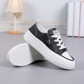 Women's White Sneakers Spring New Design - Lightweight Breathable Round-Toe Casual Shoes with Soft EVA Insole & Cushioned PVC Sole, All-Season Versatile PU Cover Upper for Sports, Casual Attire & Semi-Formal Outfits - Minimalist White Sneakers for Women