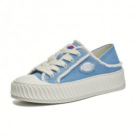 Casual Style Women's Canvas Sneakers - Convertible Slip-On or Lace-Up, All-Season Round Toe Flats with Rubber Sole, Comfortable Fabric Insole, Solid Color Fashionable Cookie Shoes - Hand Washable