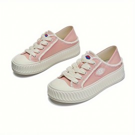 Casual Style Women's Canvas Sneakers - Convertible Slip-On or Lace-Up, All-Season Round Toe Flats with Rubber Sole, Comfortable Fabric Insole, Solid Color Fashionable Cookie Shoes - Hand Washable