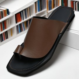 Men's Slip-On Sandals - Upper & Rubber Sole, Breathable Lightweight Design for Summer, Casual Home Walking Shopping, Black & Brown, EU 38-47, Everyday Slipons, Minimalist Slipons, Smooth Finish Shoes