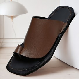 Men's Slip-On Sandals - Upper & Rubber Sole, Breathable Lightweight Design for Summer, Casual Home Walking Shopping, Black & Brown, EU 38-47, Everyday Slipons, Minimalist Slipons, Smooth Finish Shoes