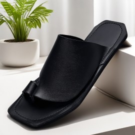 Men's Slip-On Sandals - Upper & Rubber Sole, Breathable Lightweight Design for Summer, Casual Home Walking Shopping, Black & Brown, EU 38-47, Everyday Slipons, Minimalist Slipons, Smooth Finish Shoes