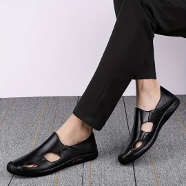 Men'S Breathable Summer Sandals - Casual Slip-On with Round Toe, Faux Cover Upper & Rubber Sole, Black/Green/Blue Design for Casual Attire, Strappy Sandals