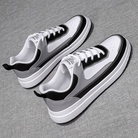 Men'S Summer Trendy Low-Top Sneakers - Casual & Street Style, Thick Sole, White & Orange Color Scheme, Synthetic Upper, Lace-Up Design for Casual Attire, Casual Footwear | Trendy Lowtops | Synthetic Sneakers