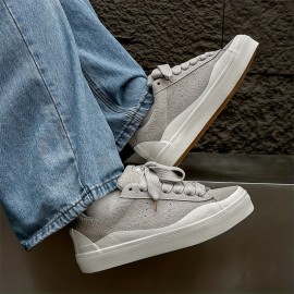 Men'S Trendy Chunky Sneaker - Casual & Sporty Lace-Up Shoes with Thick Rubber Sole, Height Increase, White Upper, Brown Accents, Perfect for Hiking, Daily Wear & Outdoor Activitie