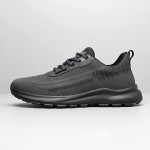 Men'S Low-Top Running Shoes - Breathable Mesh & Synthetic Synthetic Upper, Cushioned Sole for Shock Absorption, Lightweight Design for Gym, Jogging & Casual Wear - Black, Sneakers, Gym Footwear, Sleek Sporty Look, Cushioned Support
